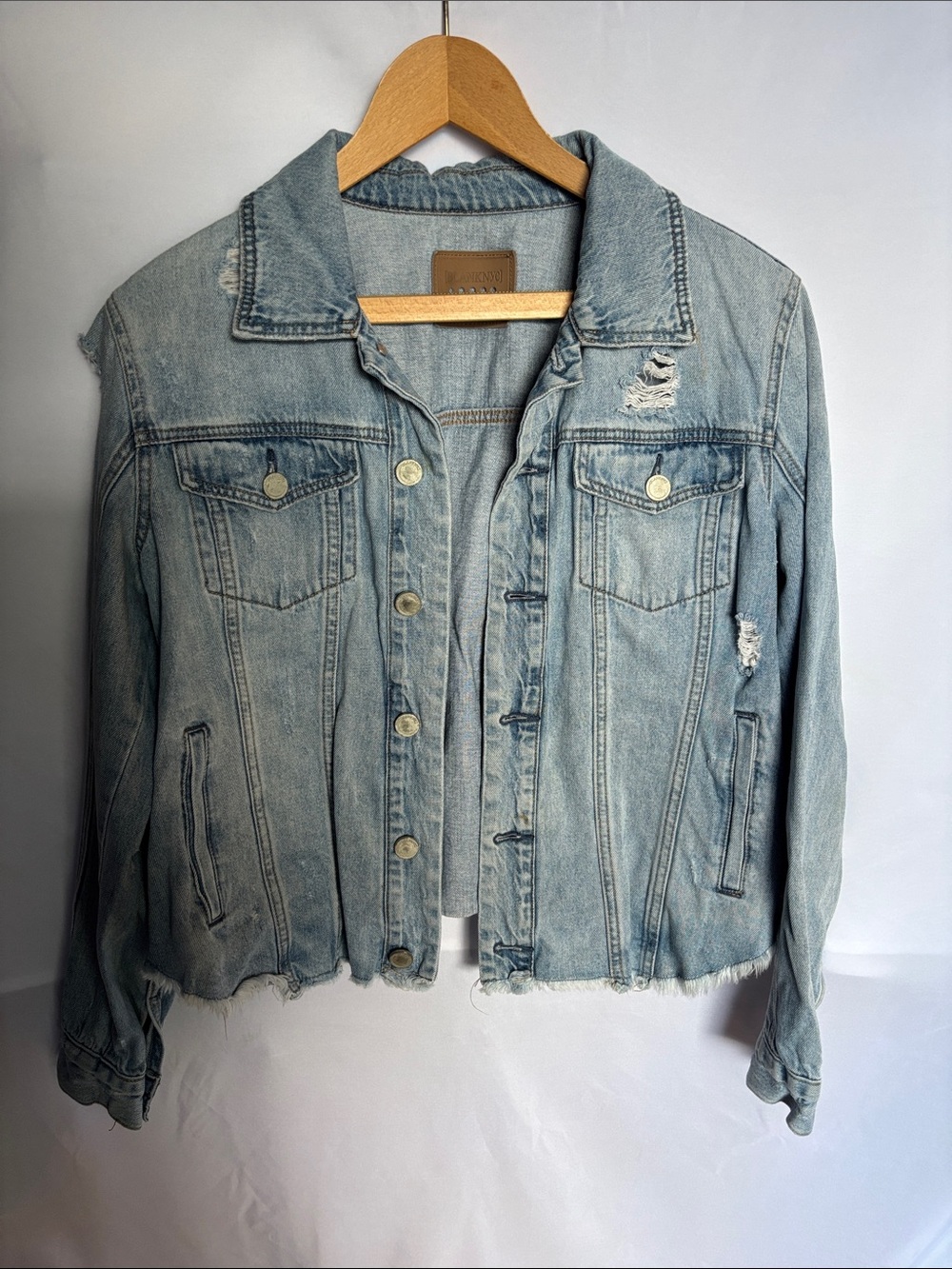 Blank NYC Light Wash Distressed Denim Jacket